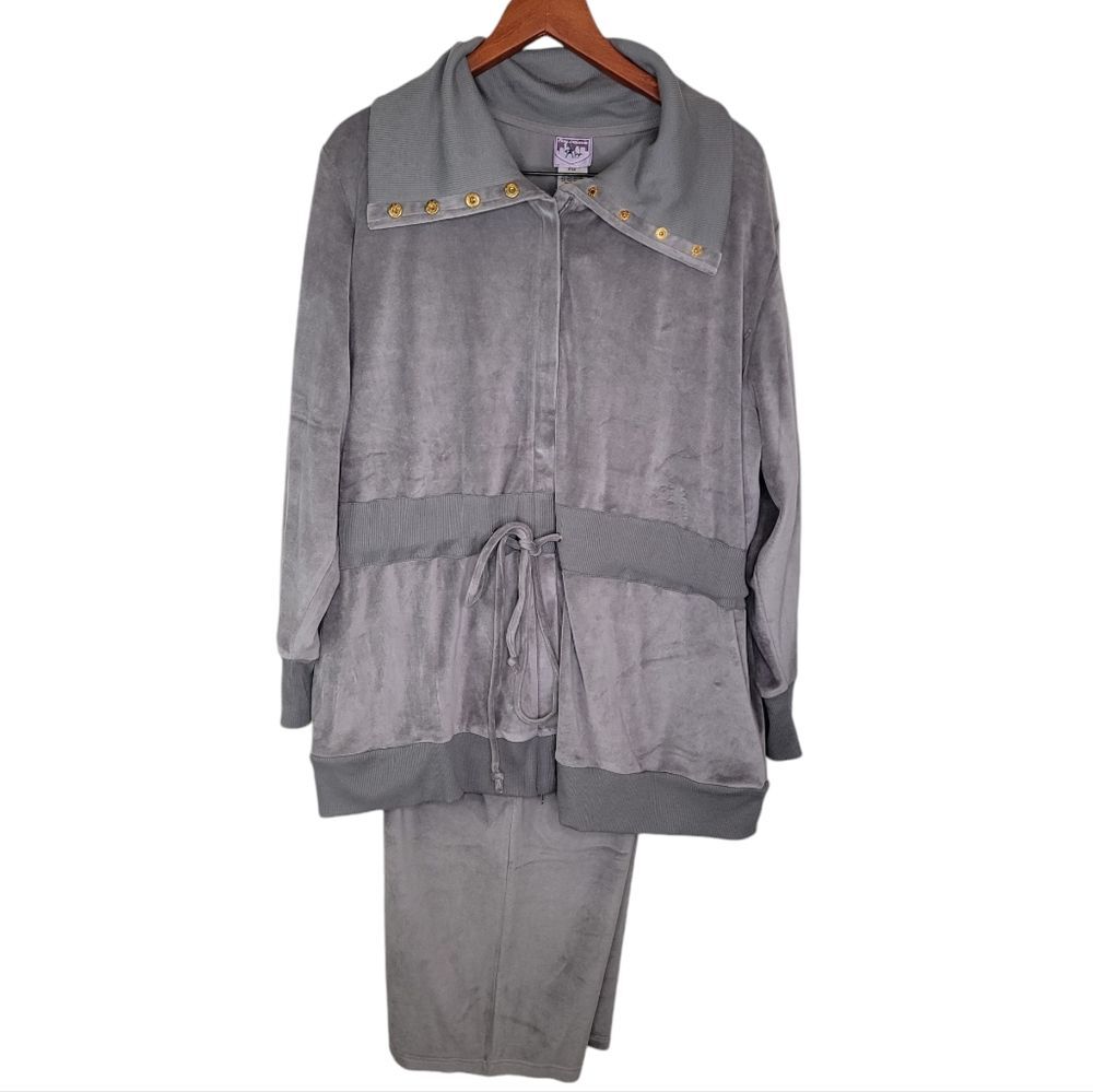 City Hearts Gray Plus Size Velour 2 Piece Sweatsuit Outfit 3xP P3x